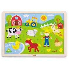 Viga Detské drevené puzzle Farma