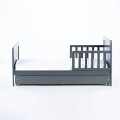 DREWEX Detská posteľ so zábranou a šuplíkom Olek 140x70 cm grafit