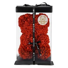 Medvídárek Classic medvedík z ruží 25cm darčekovo balený - svetlo červený