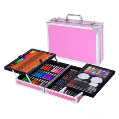 TopKing Výtvarná sada na maľovanie v kufríku 145 ks, ružová 