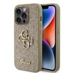Guess Zadný kryt PU Fixed Glitter 4G Metal Logo pre iPhone 15 Pro Gold
