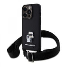 Karl Lagerfeld Zadný kryt Saffiano Crossbody Metal Karl and Choupette pre iPhone 15 Pro Black