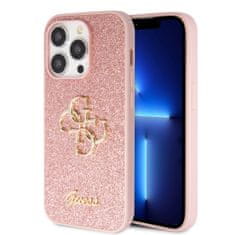 Guess Zadný kryt PU Fixed Glitter 4G Metal Logo pre iPhone 15 Pro Pink