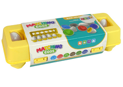 Lean-toys Vzdelávacie 12 vajíčok Sorter Vozidlá Autá Farby Puzzle Tvary