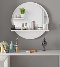 VerDesign KOOP okrúhle zrkadlo s policou, biele