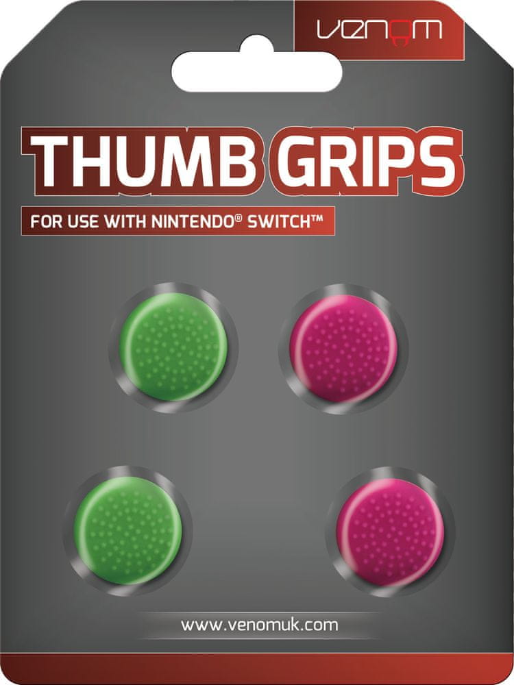 WEBHIDDENBRAND VENOM VS4917 Nintendo Switch Thumb Grips (4x) - Pink and Green