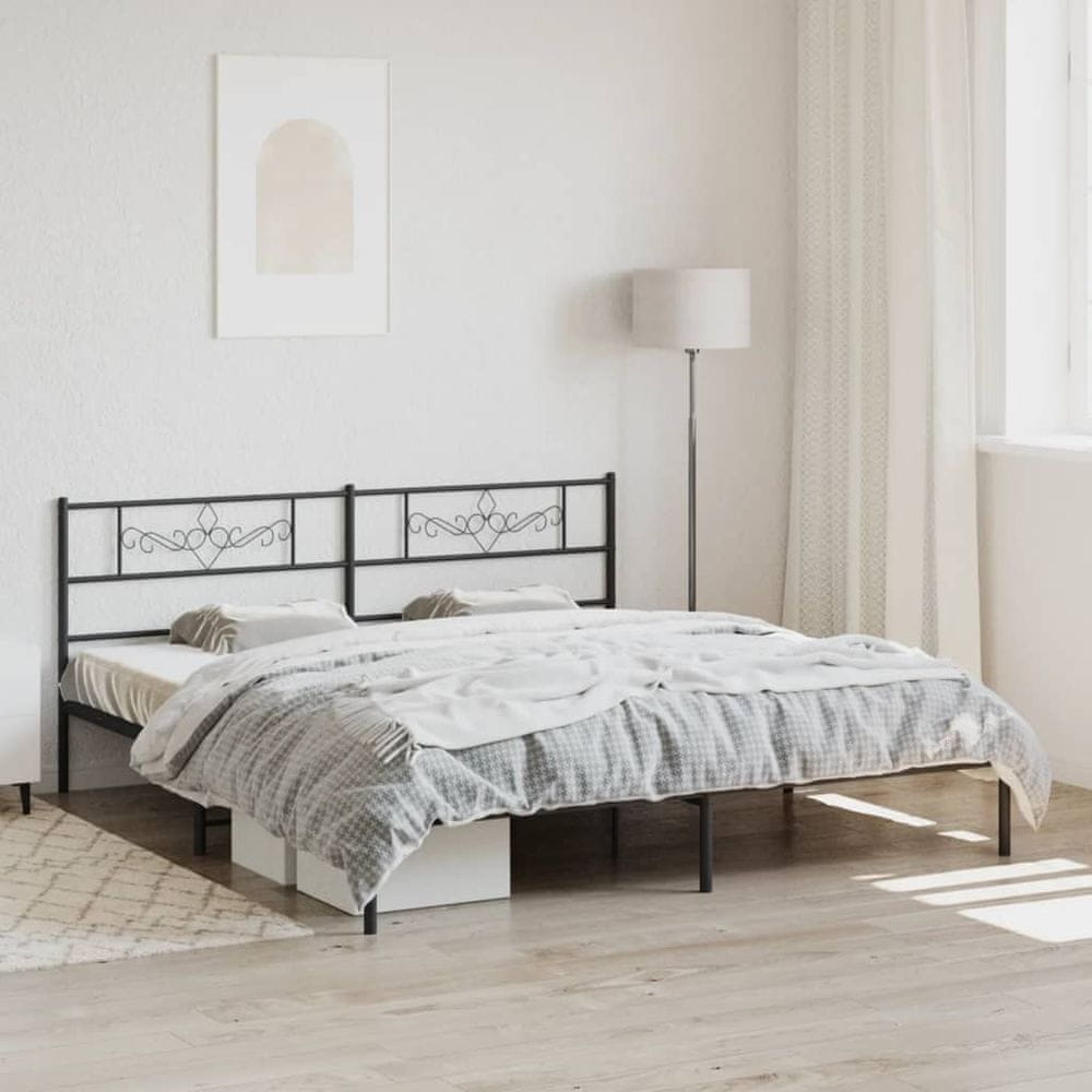 Vidaxl Kovový rám postele s čelom čierny 183x213 cm
