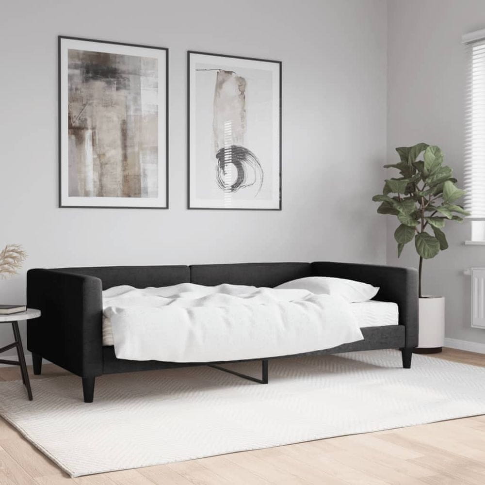 Vidaxl Denná posteľ s matracom čierna 100x200 cm látka