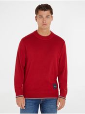 Tommy Hilfiger Červený pánsky sveter s prímesou hodvábu Tommy Hilfiger S