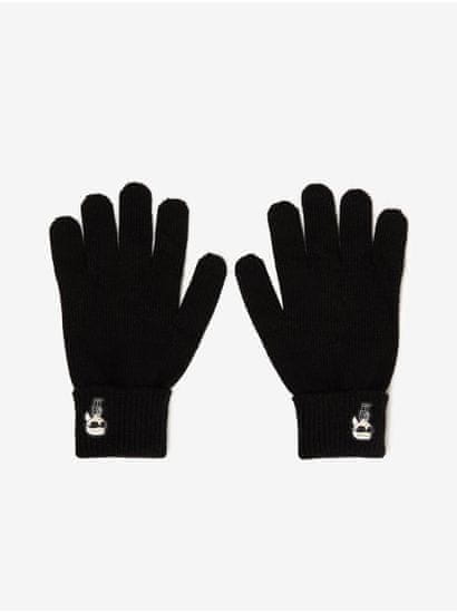 Karl Lagerfeld Čierne dámske rukavice s prímesou vlny KARL LAGERFELD