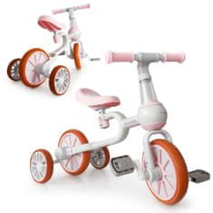 Iso Trade Detský bicykel a odrážadlo s pomocnými kolieskami 4v1 | ružová