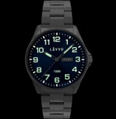 LAVVU Pánske hodinky z nehrdzavejúcej ocele 0141 so svietiacimi číslami, BERGEN Blue