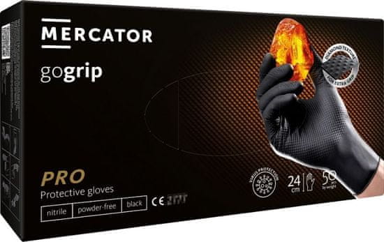 MERCATOR MEDICAL Nitrilové rukavice GoGrip čierne veľkosť L, 50 ks