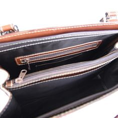 VegaLM Exkluzívna kožená kabelka ručne tieňovaná v Cigaro farbe