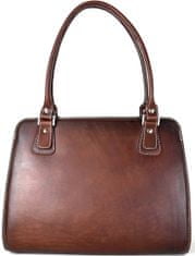 VegaLM Exkluzívna kožená kabelka ručne tieňovaná v Cigaro farbe
