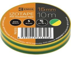 EMOS Izolační páska F61515 PVC šíře 15 mm, délka 10 m - zeleno-žlutá