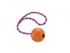 Nobby Dog Hračka gumová lopta s lanom a rolničkou 7 cm