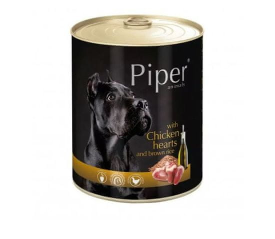 Piper Dog Konzerva Kuracie srdcia a hneda ryža 800 g