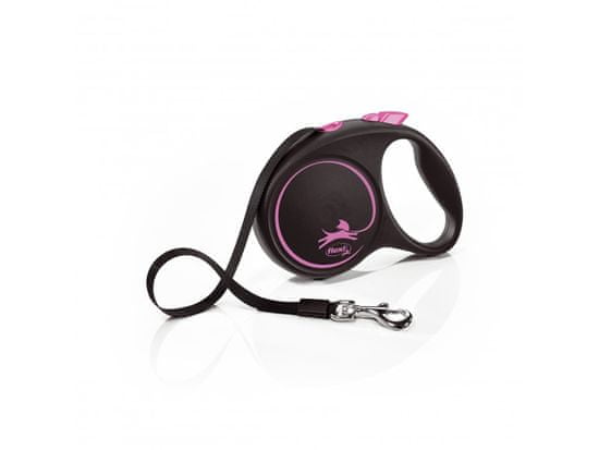 Flexi Dog Samonavíjacie vodítko Black Design M páska (5m/25kg) Ružové