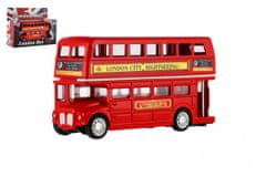 Teddies Autobus "Londýn" červený poschodový kov/plast 12cm na spätné natiahnutie