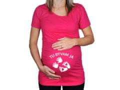 Divja Ružové tehotenské tričko s nápisom Tu bývam ja