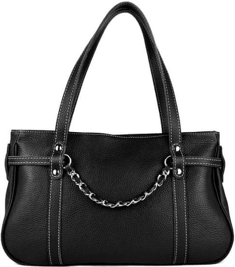 VegaLM Dámska štýlová kabelka z pravej kože v čiernej farbe