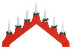 HOMESTYLING Vianočné dekorácie LED svietnik 7 sviečok červená