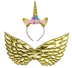 Unicorn Zlaté krídla a čelenka - Zlatý jednorožec