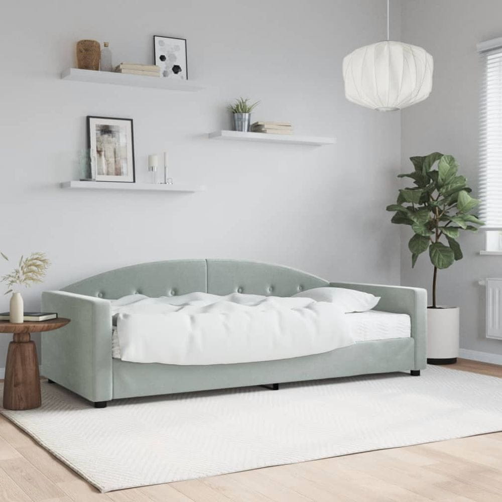 Vidaxl Denná posteľ s matracom bledosivá 90x200 cm zamat
