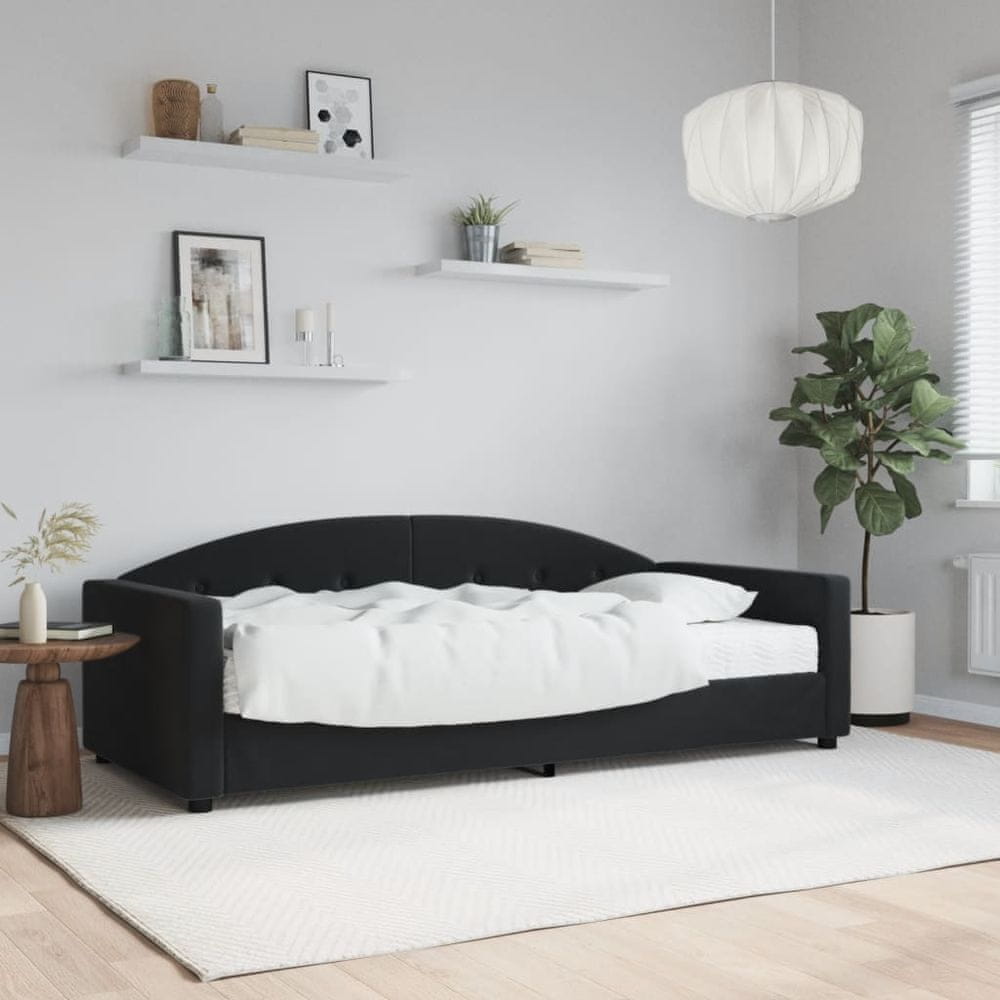 Vidaxl Denná posteľ s matracom čierna 90x200 cm zamat