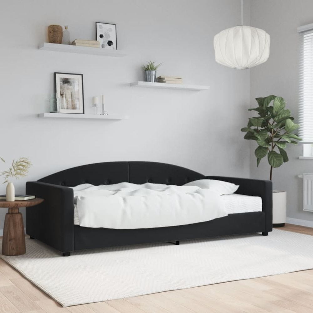 Vidaxl Denná posteľ s matracom čierna 100x200 cm zamat