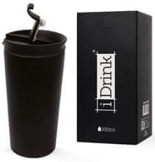 I-Drink Nerezová kovová termoska, vzor čierna, 350 ml
