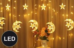 CoolCeny Vianočný LED svetelný záves – mesiac - Biela