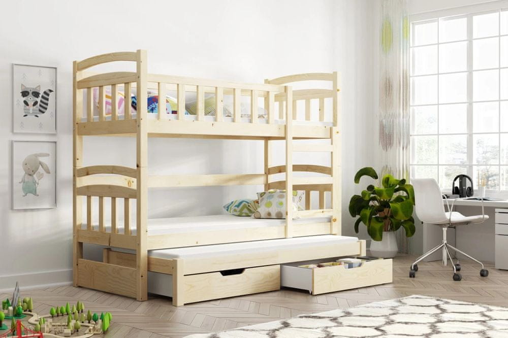 Veneti Detská posteľ s úložným priestorom ARANKA - 75x180, borovica