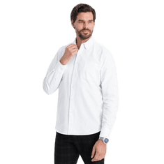 OMBRE Pánska textilná košeľa Oxford REGULAR V1 OM-SHOS-0108 biela MDN123612 S
