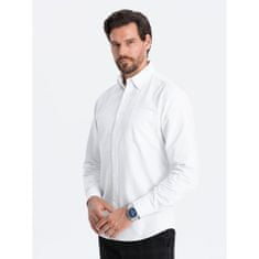 OMBRE Pánska textilná košeľa Oxford REGULAR V1 OM-SHOS-0108 biela MDN123612 S