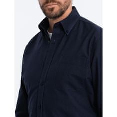 OMBRE Pánske tričko Oxford REGULAR V5 OM-SHOS-0108 tmavomodré MDN123613 S