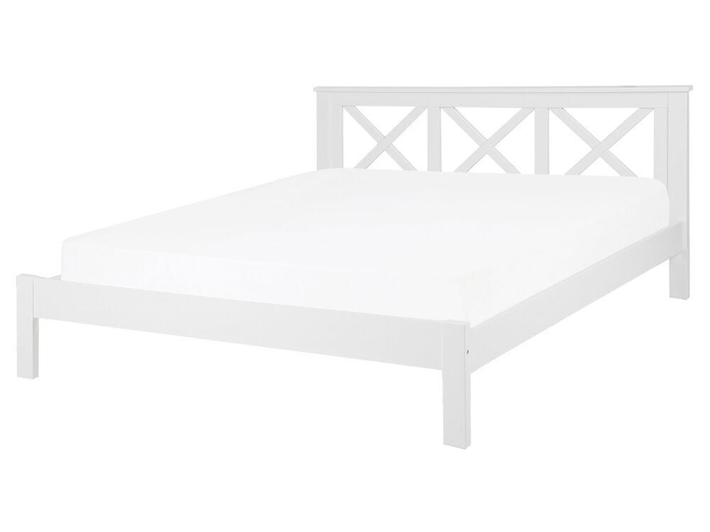 Beliani Drevená posteľ 160 x 200 cm biela TANNAY