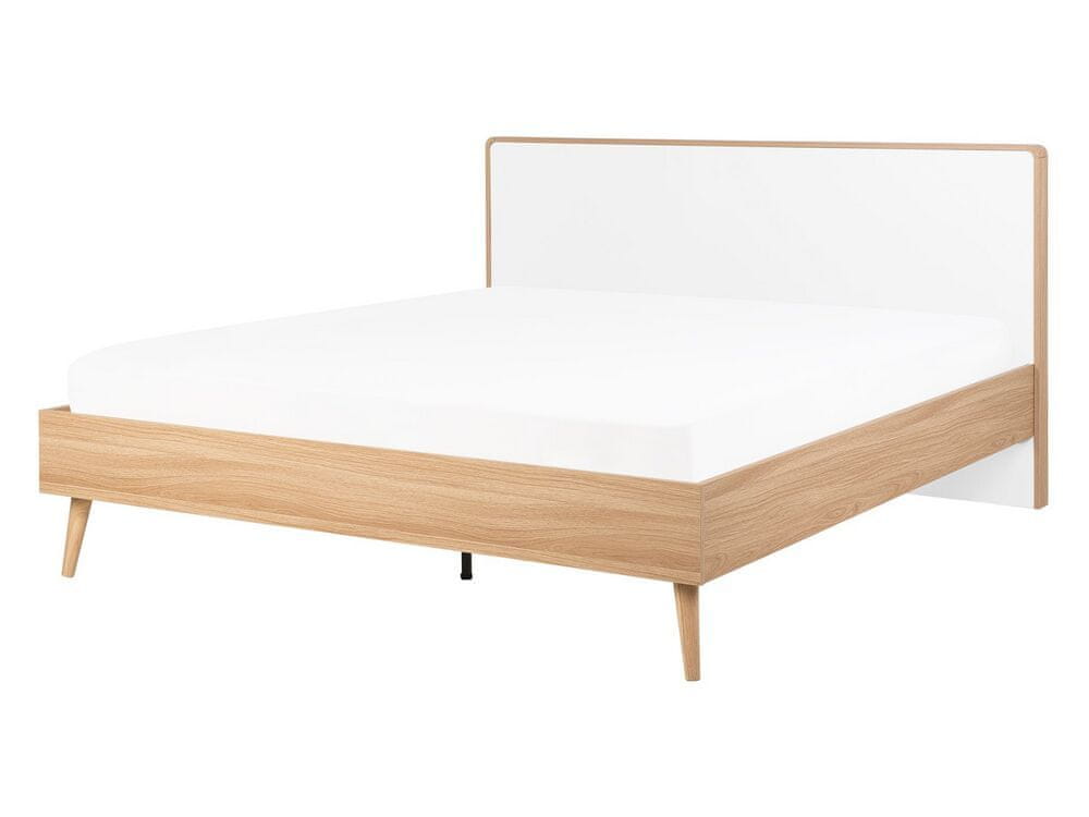 Beliani Drevená posteľ 140 x 200 cm svetlohnedá SERRIS