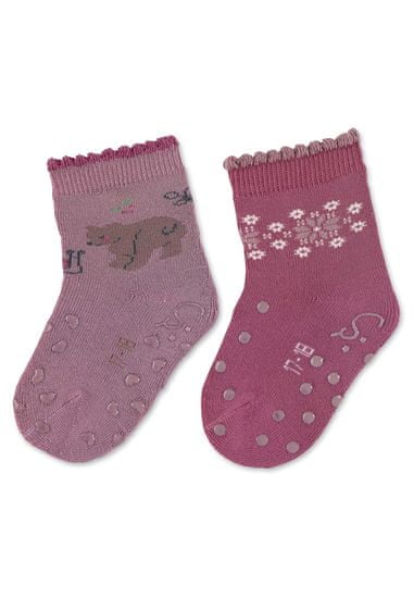Sterntaler Ponožky protišmykové Medvíked ABS 2ks v balení purple dievča veľ. 21/22 cm - 18-24 m