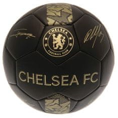 FAN SHOP SLOVAKIA Futbalová lopta Chelsea FC, čierny, zlatý znak, podpisy, veľ. 5