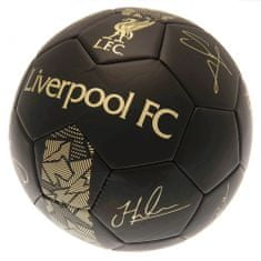 FAN SHOP SLOVAKIA Futbalová lopta Liverpool FC, čierny, zlatý znak, podpisy, veľ. 5