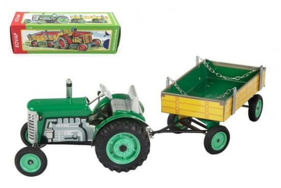 KOVAP Traktor Zetor s prívesom zelený na kľúčik kov 28cm