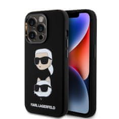 Karl Lagerfeld Zadný kryt Liquid Silicone Karl and Choupette Heads pre iPhone 15 Pro Black