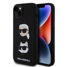 Karl Lagerfeld Zadný kryt Liquid Silicone Karl and Choupette Heads pre iPhone 15 Plus Black