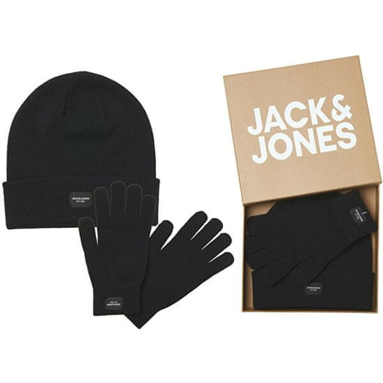Jack&Jones Pánska sada čiapky a rukavíc JACBEANIE & GLOVE 12168383 Black