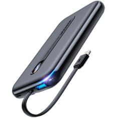shumee Powerbanka so vstavaným káblom Iphone Lightning 10000mAh PD QC3.0, čierna