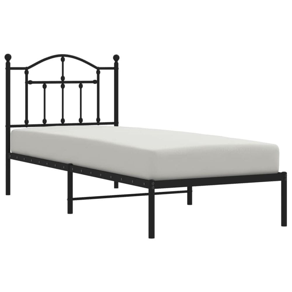 Vidaxl Kovový rám postele s čelom čierny 80x200 cm