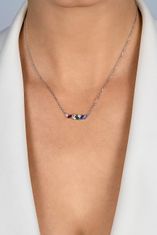 Brilio Silver Slušivý pozlátený náhrdelník s farebnými zirkónmi NCL125Y