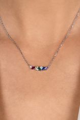 Brilio Silver Slušivý pozlátený náhrdelník s farebnými zirkónmi NCL125Y